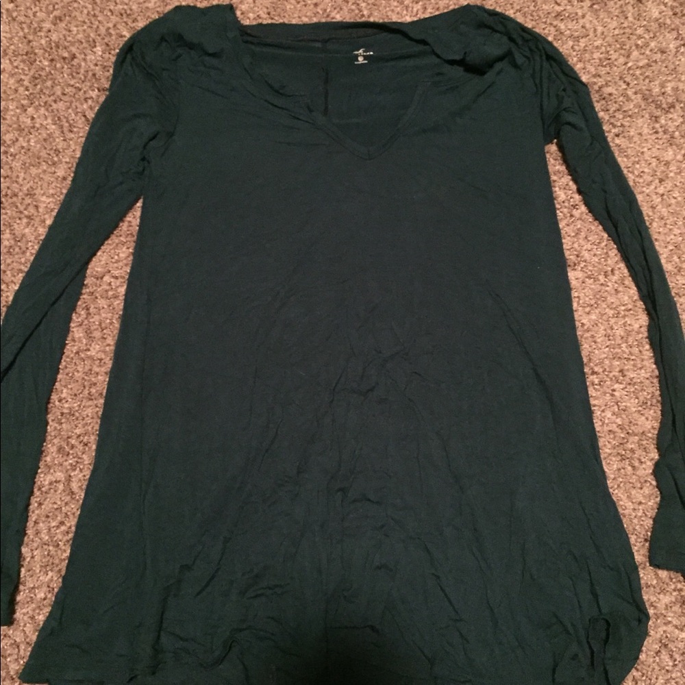 Turquoise hollister shirt with v neck